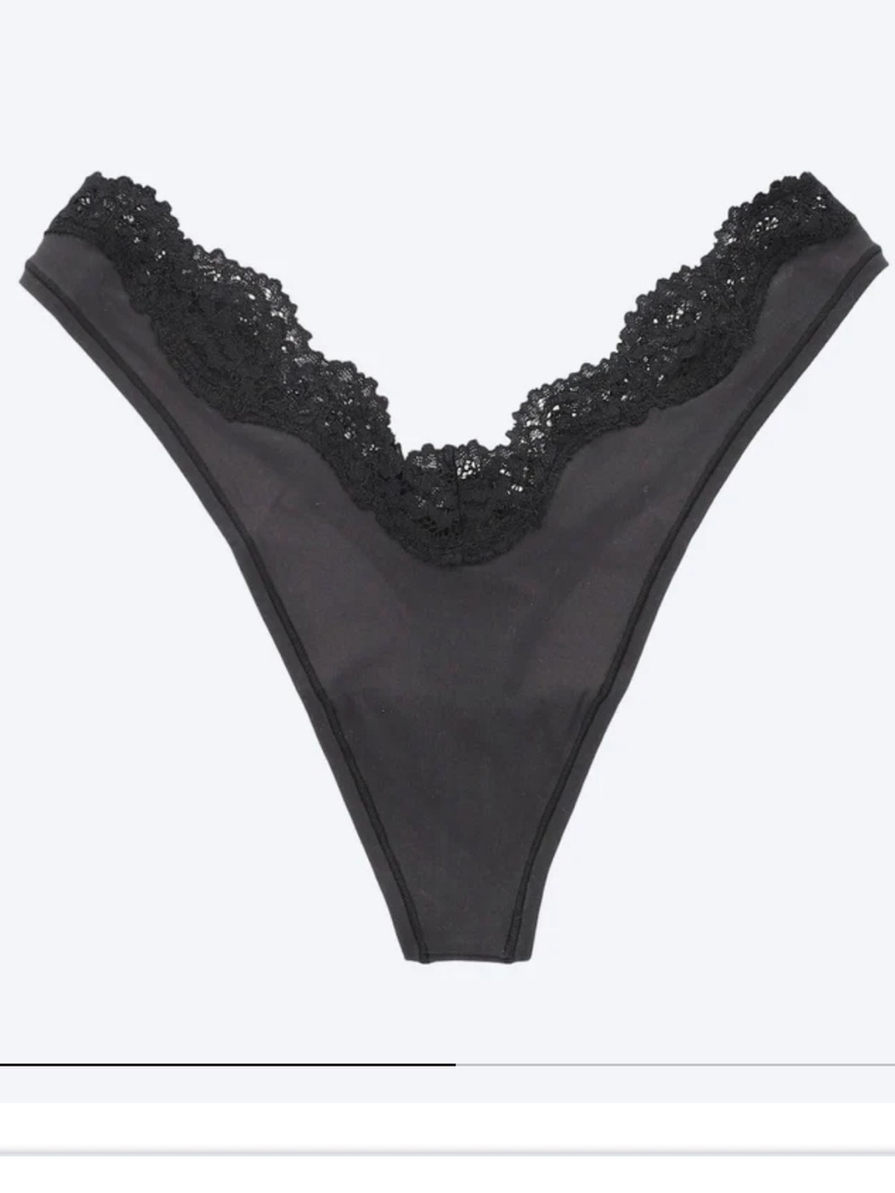NWT SKIMS Fits Everybody Lace Dipped Thong - Onyx Small - Picture 2 of 4